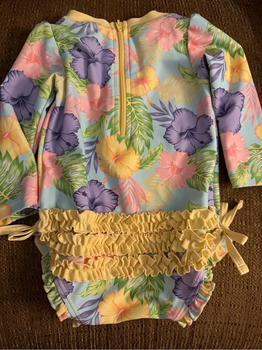 Baby Girls' Floral Long-Sleeve Rashguard Swimsuit - Pastel Floral